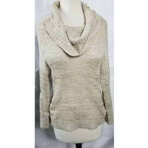 Chicos 0 Knit Sweater Cowl Neck Tan size small